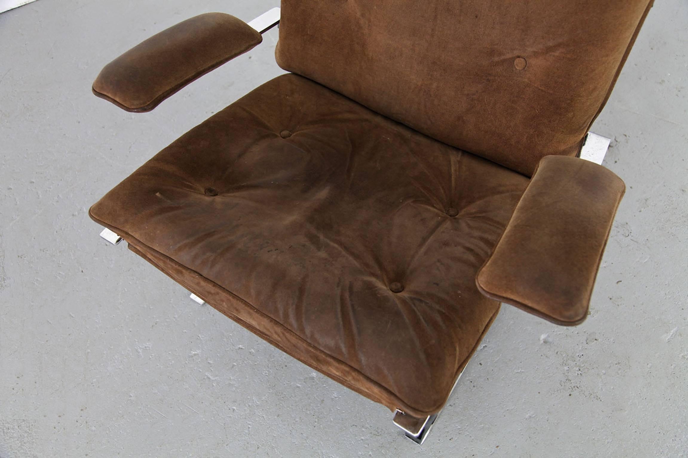 French Suede Lounge Chair 