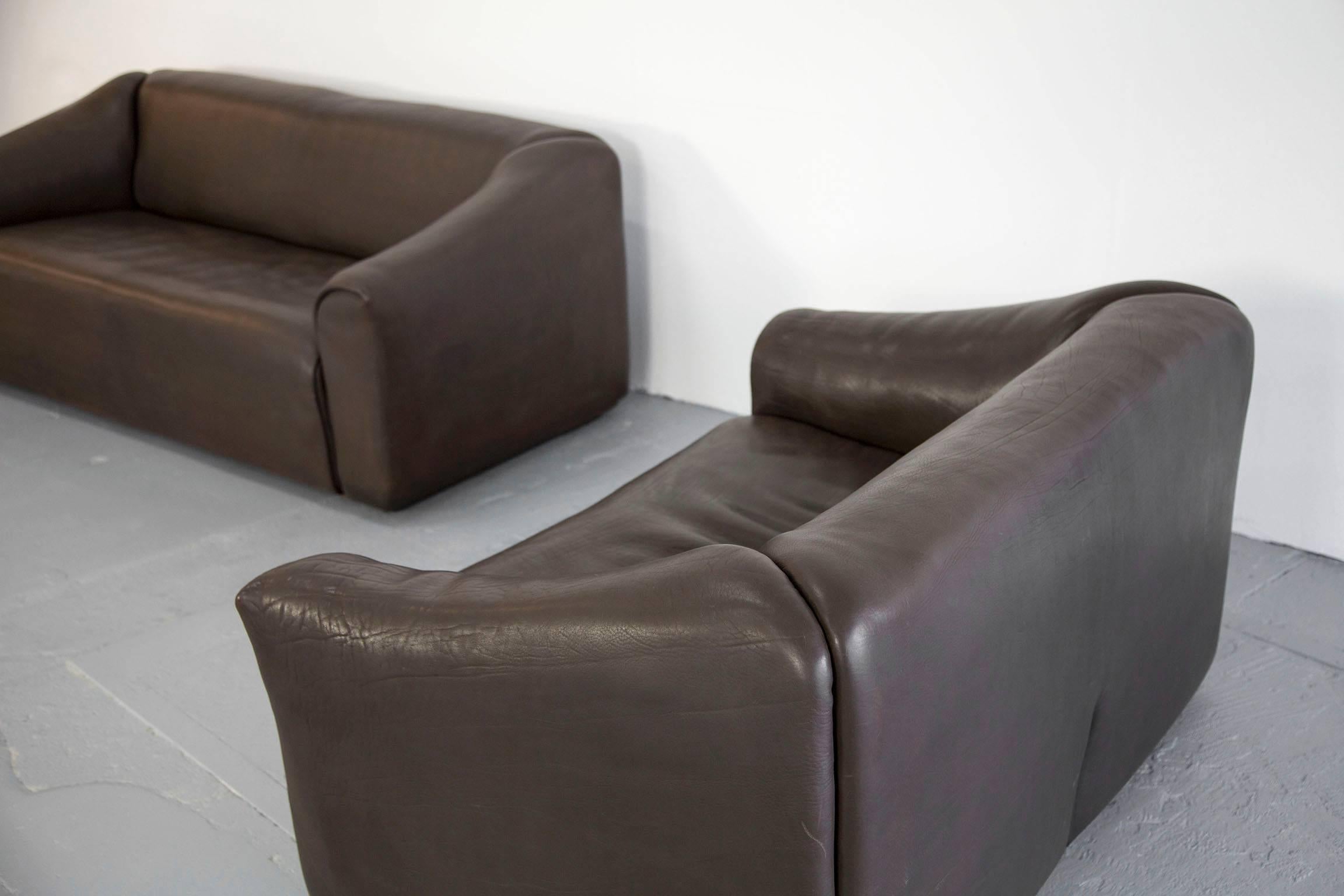 Buffalo Leather Lounge Chair Ottoman & 2 Sofas DS-47 by De Sede In Good Condition In Munster, NRW