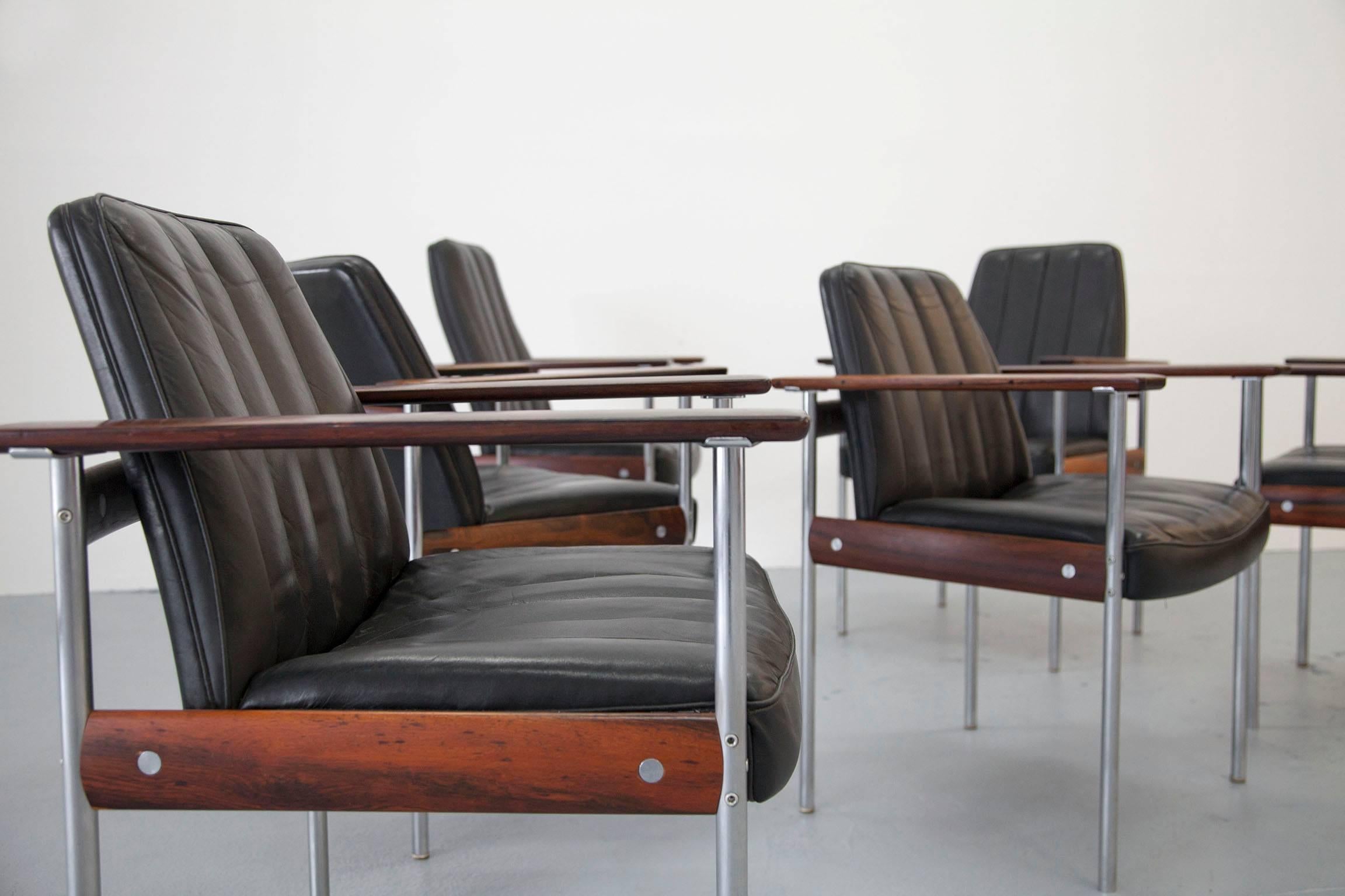 Dining or Conference Group by Sven Ivar Dysthe for Dokka, Six Chairs and Table For Sale 1