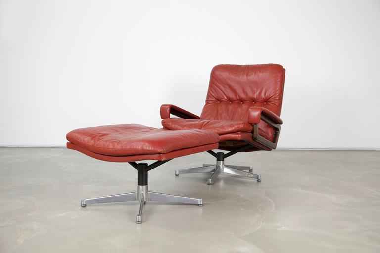 Set of Two "King" Lounge Chairs and Ottoman by Strässle, Switzerland at