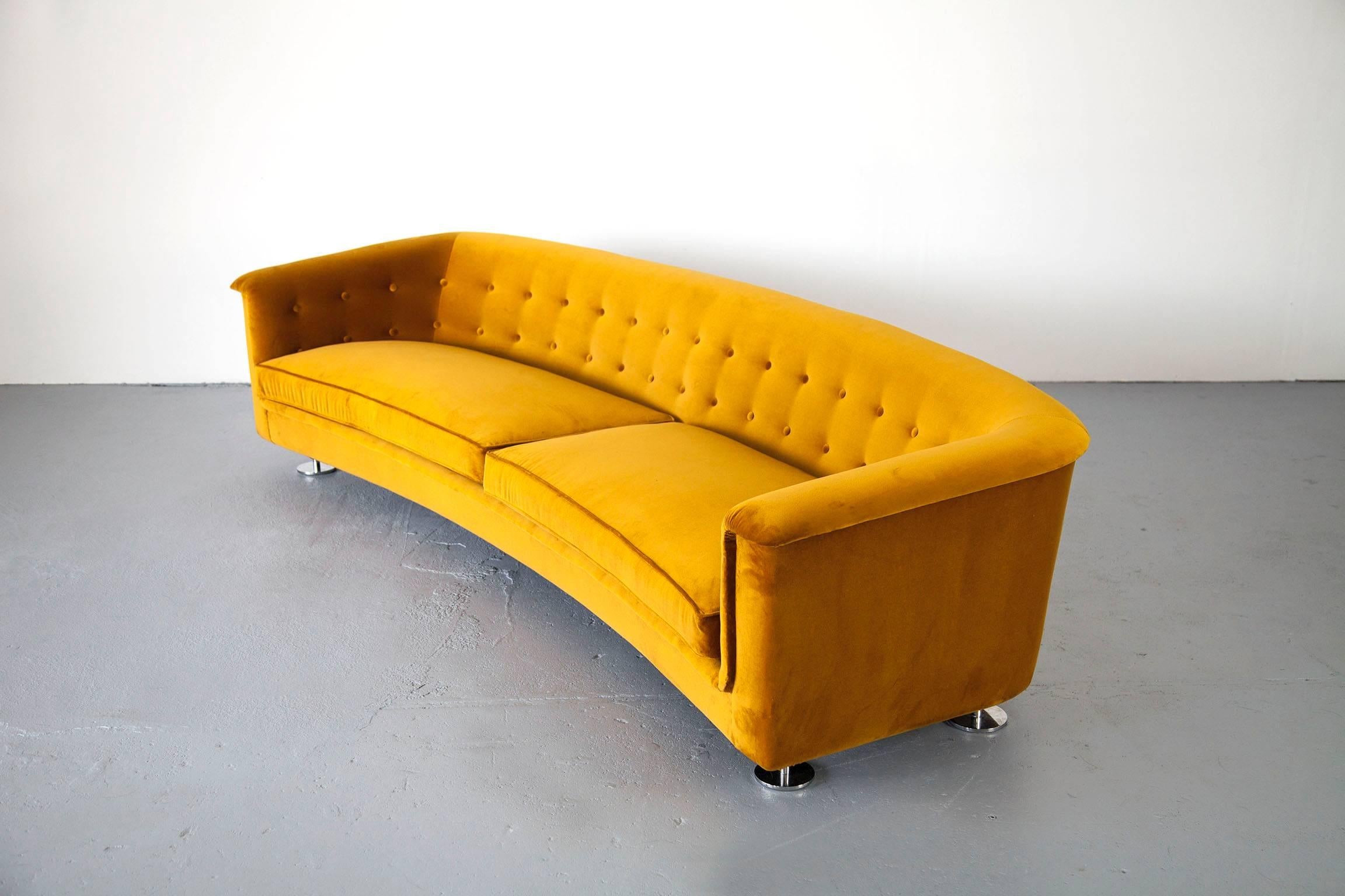 Seating Group by Hans Kaufeld, Sofa and Lounge Chair in Velvet In Excellent Condition In Munster, NRW