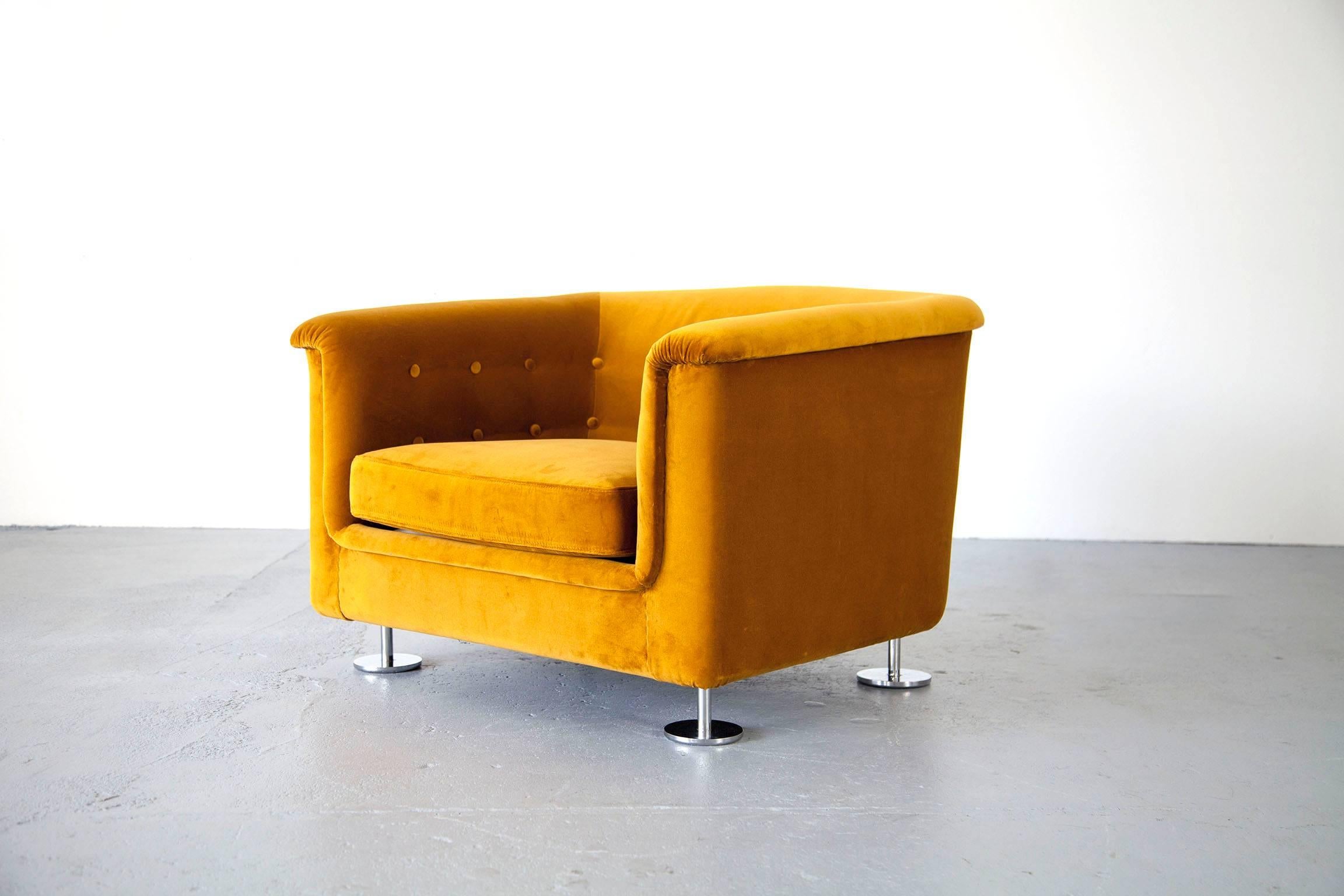 Seating Group by Hans Kaufeld, Sofa and Lounge Chair in Velvet 1