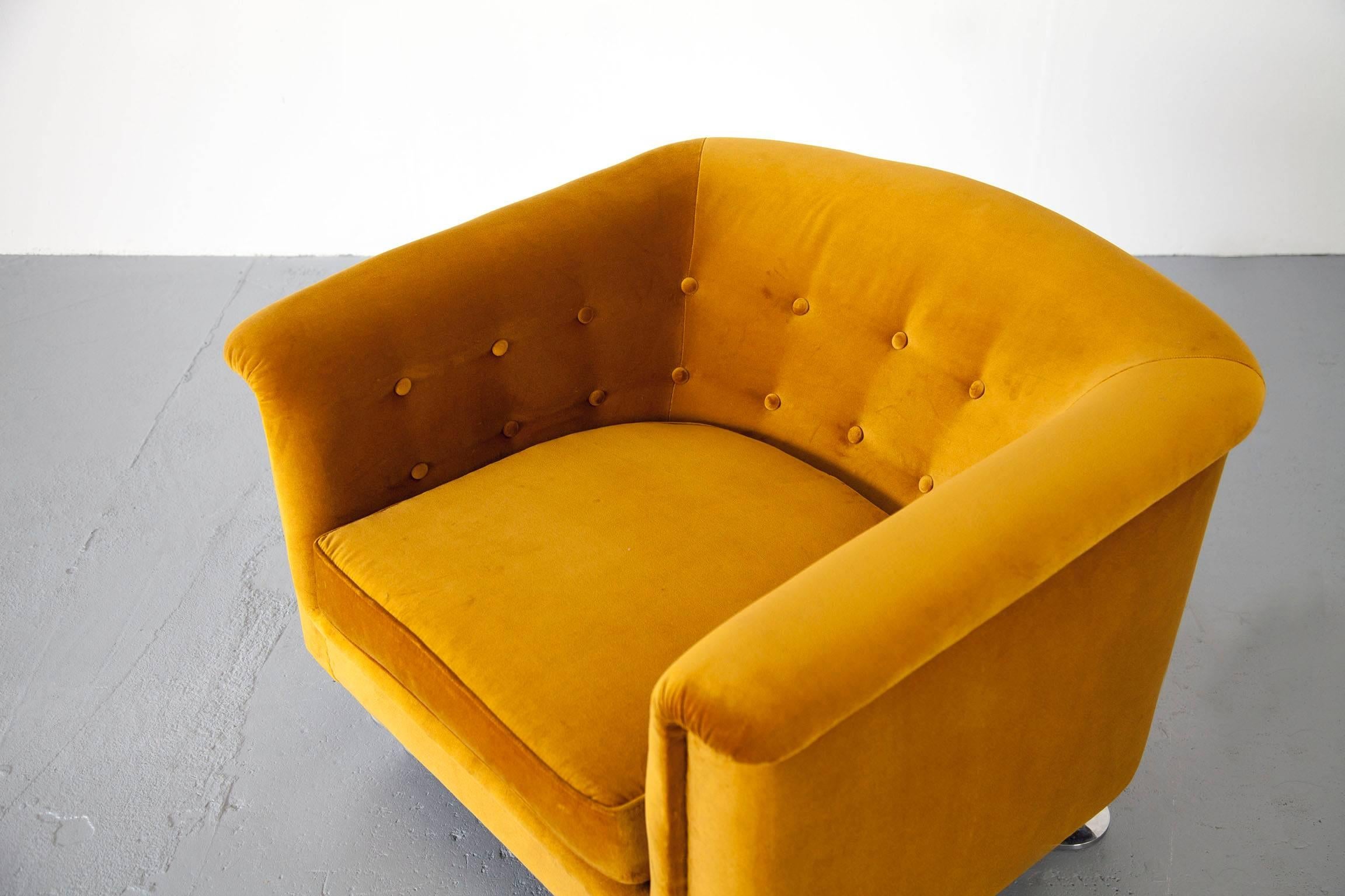 Seating Group by Hans Kaufeld, Sofa and Lounge Chair in Velvet 3