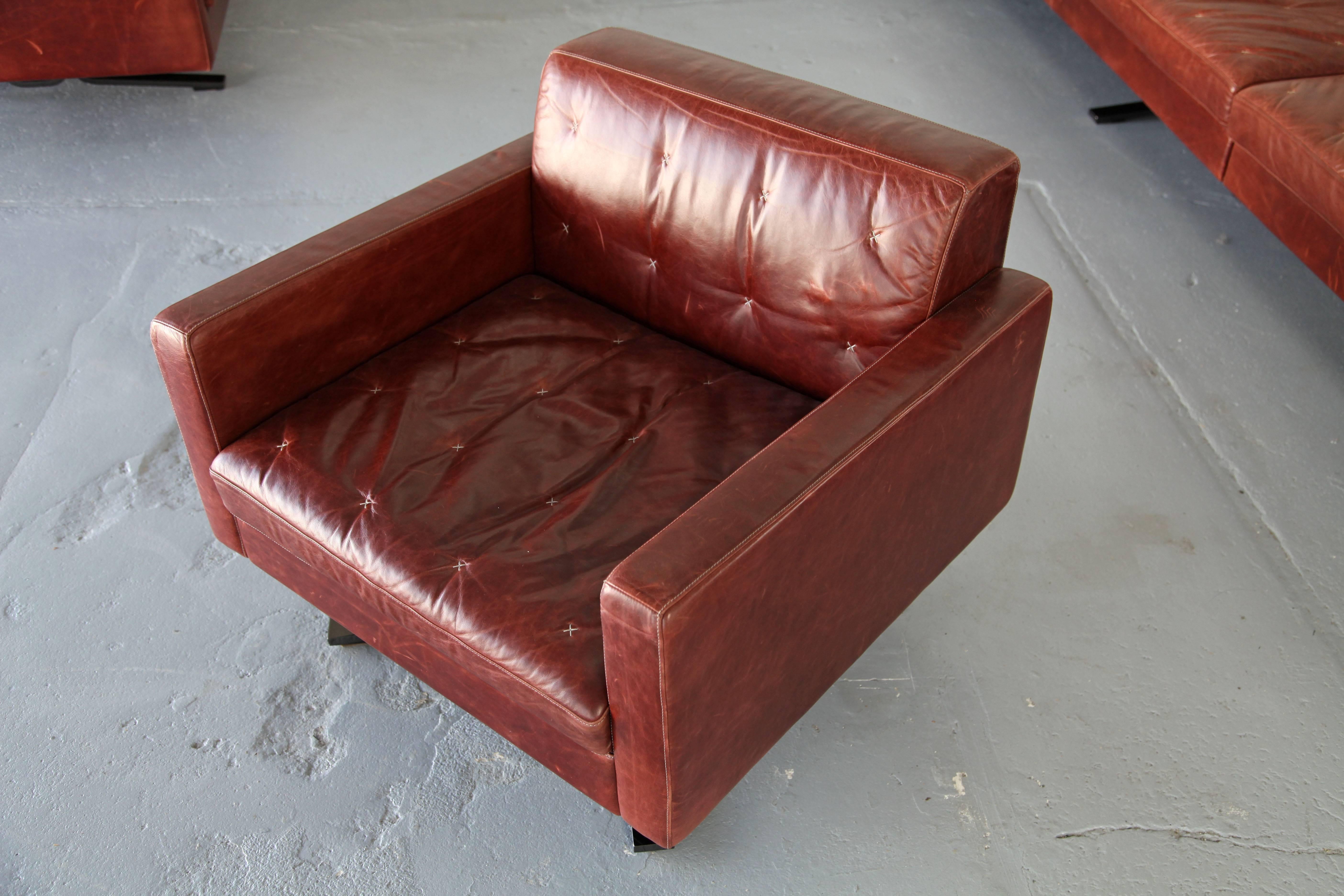 Mid-Century Modern Huge Sofa and Club Chair by Jean-Marie Massaud, Made by Poltrona Frau