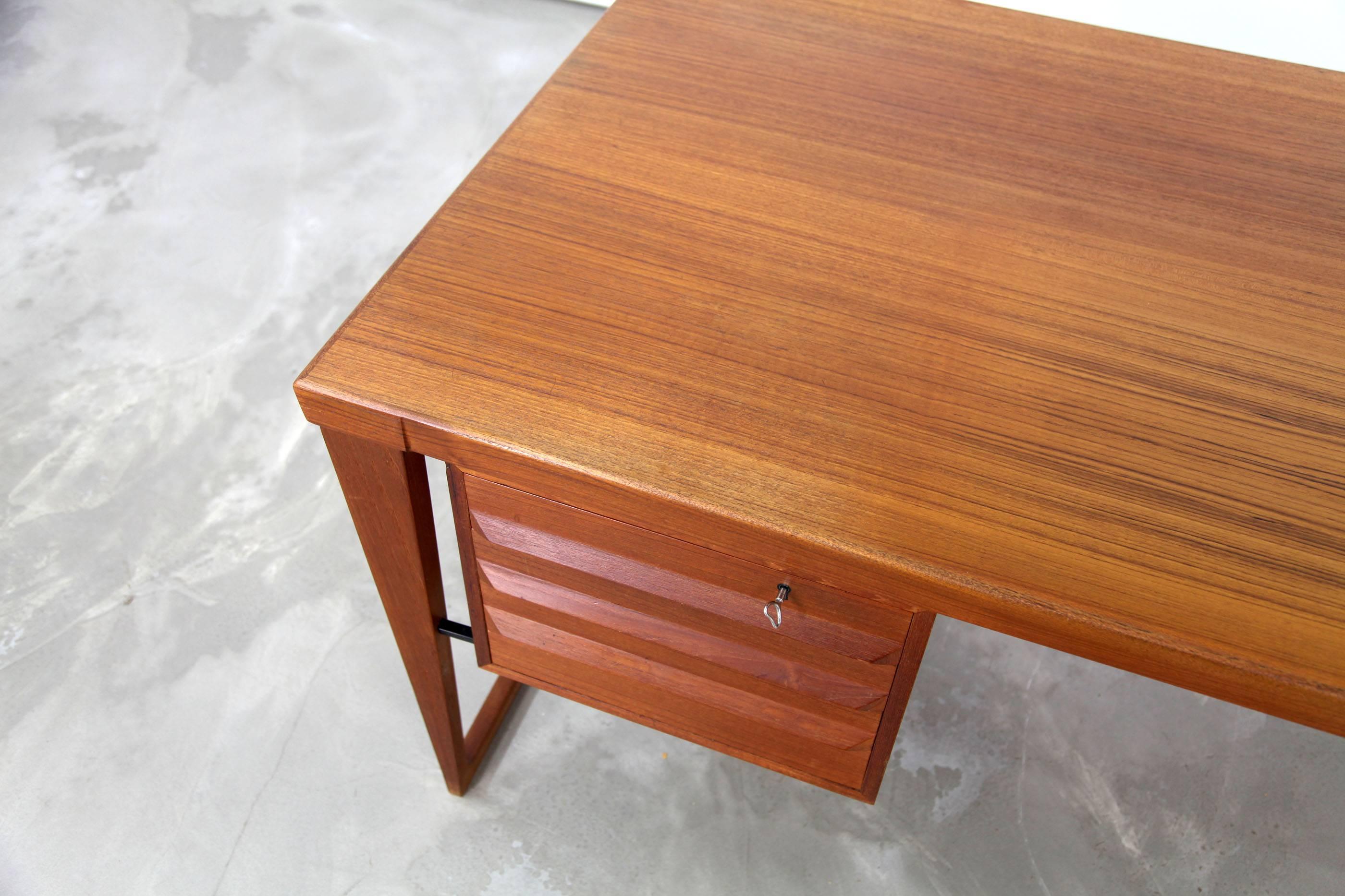 Scandinavian Modern Teak Writing Desk by Kai Kristiansen for Feldballes Møbelfabrik