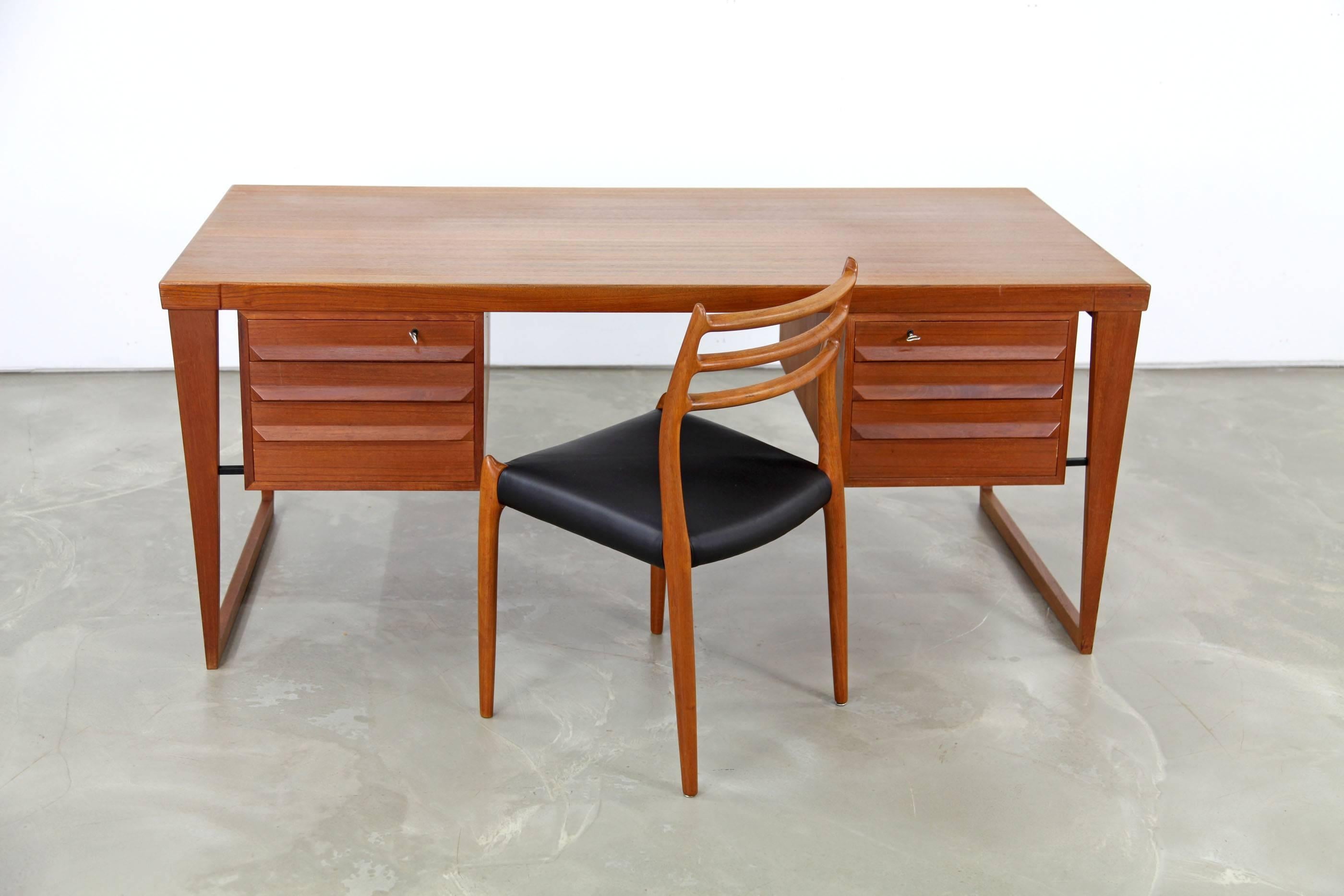 Danish Teak Writing Desk by Kai Kristiansen for Feldballes Møbelfabrik