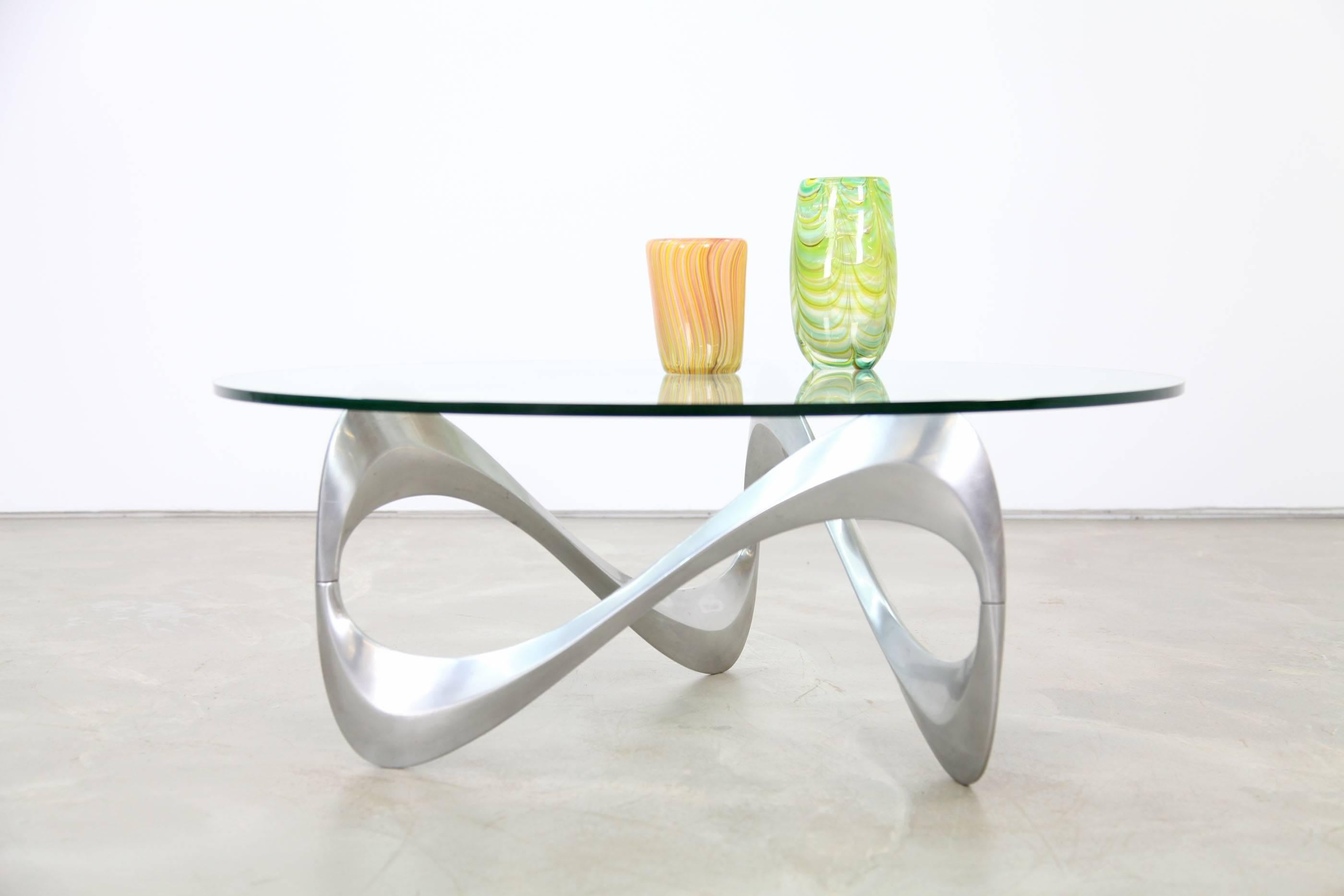 Aluminum and Glass Coffee Table 