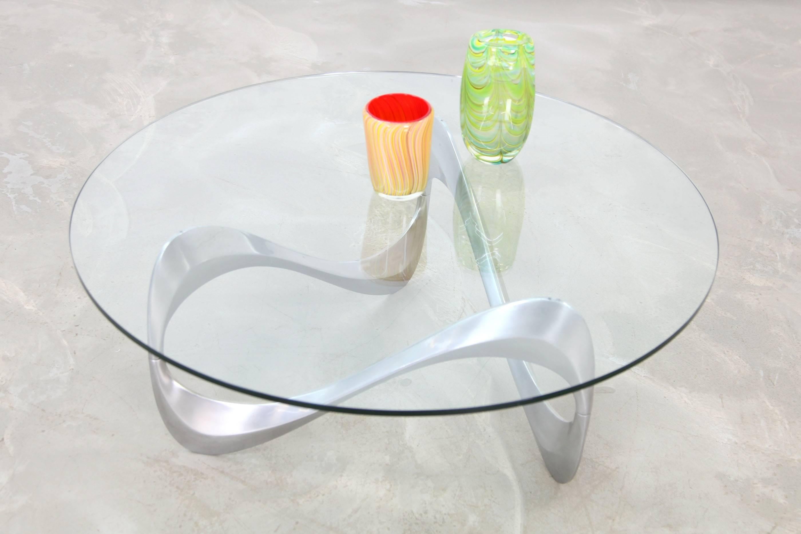 20th Century Aluminum and Glass Coffee Table 