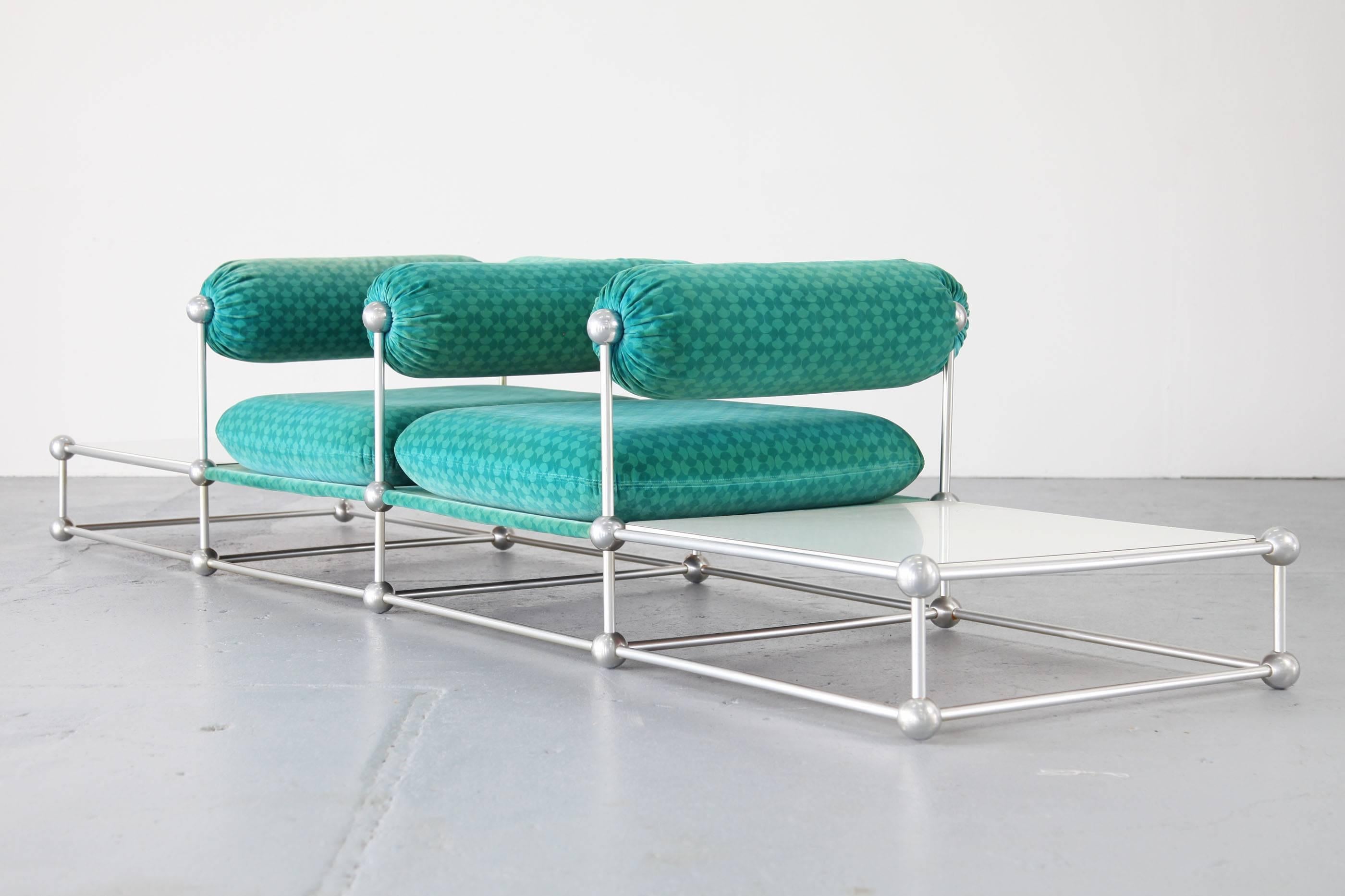Mid-Century Modern Two-Seat Sofa with Tables S420 Modular Seating by Verner Panton for Thonet