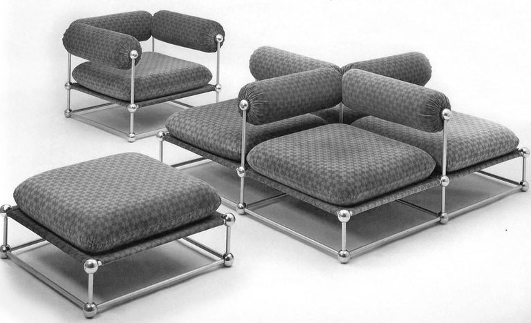 Chrome Two-Seat Sofa Model S420 Modular Seating by Verner Panton for Thonet in 1968 For Sale