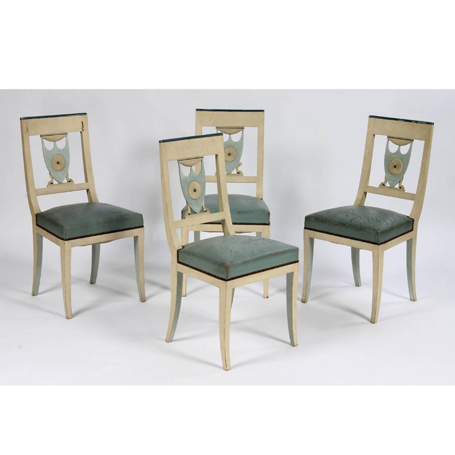 American Swedish Neoclassical Side Chairs Set of Four For Sale