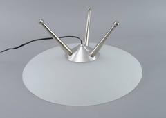 Memphis Style Shallow Dish Lamp With Machined Aluminum Legs