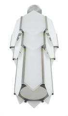 Art Deco Style Skyscraper Chandelier in Stainless Steel with White Glass Panels