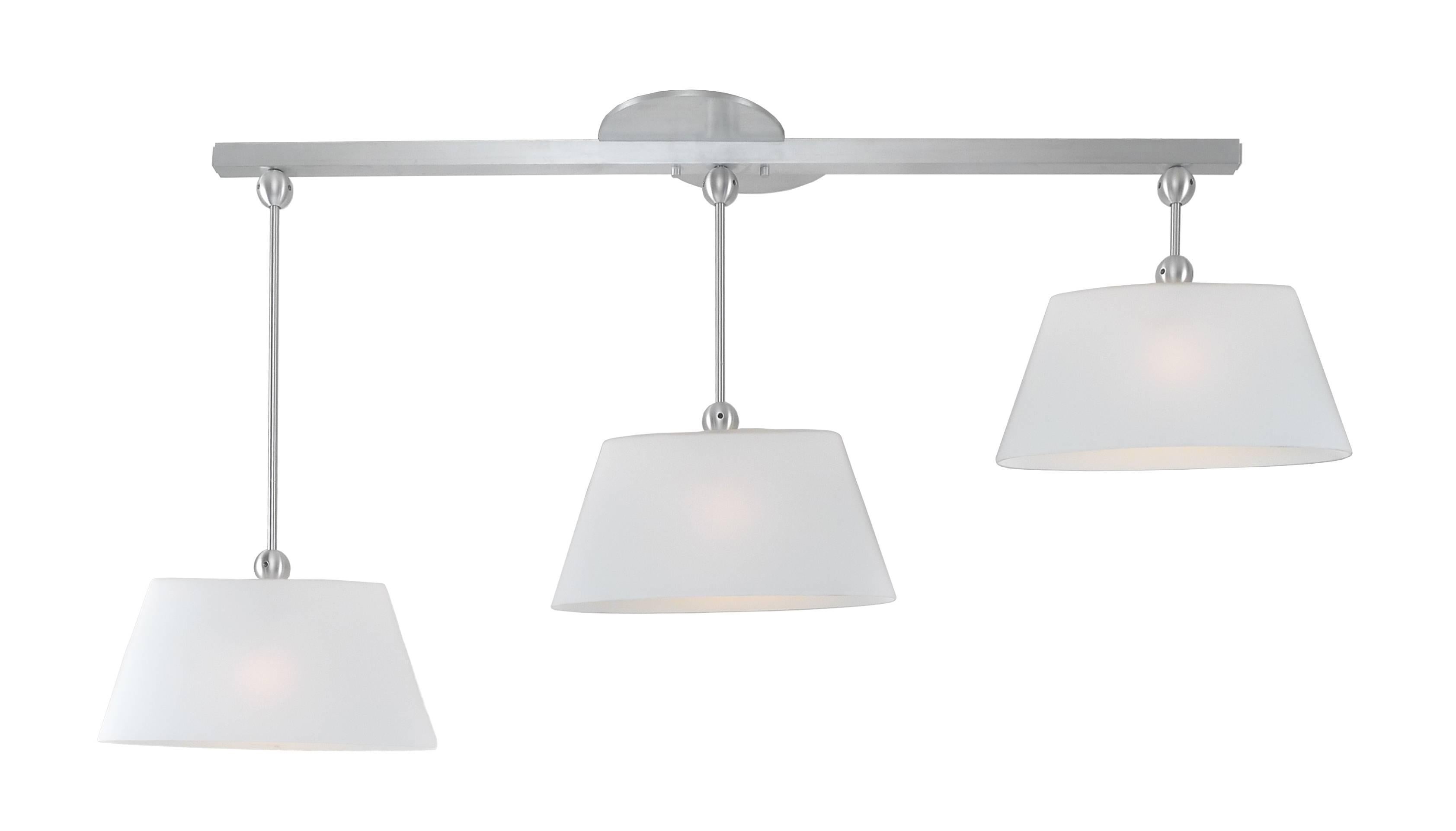 Gia pendant light, shades of white opal metal details are satin aluminum. Incandescent lamping. Measures: 52 inches long.

Architect, Sandy Littman of Duesenberg LTD.  and The American Glass Light Company have been making beautiful objects and