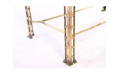 Art Deco Bronze Side Table with Copper Repousse Apron and Glass Top