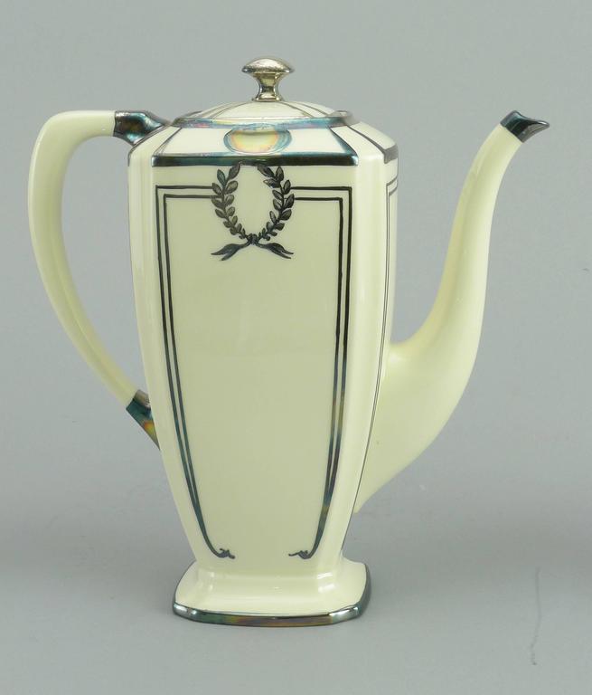 Lenox ThreePiece Tea Set with Sterling Silver Overlay For Sale at