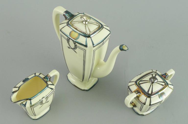 Lenox ThreePiece Tea Set with Sterling Silver Overlay For Sale at
