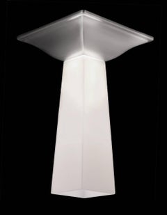 Tapered Square White Glass Flush Mount in Matte Nickel Finish