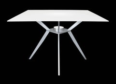 Square Glass Table Mid-Century Modern Inspired with Machined Aluminum Legs