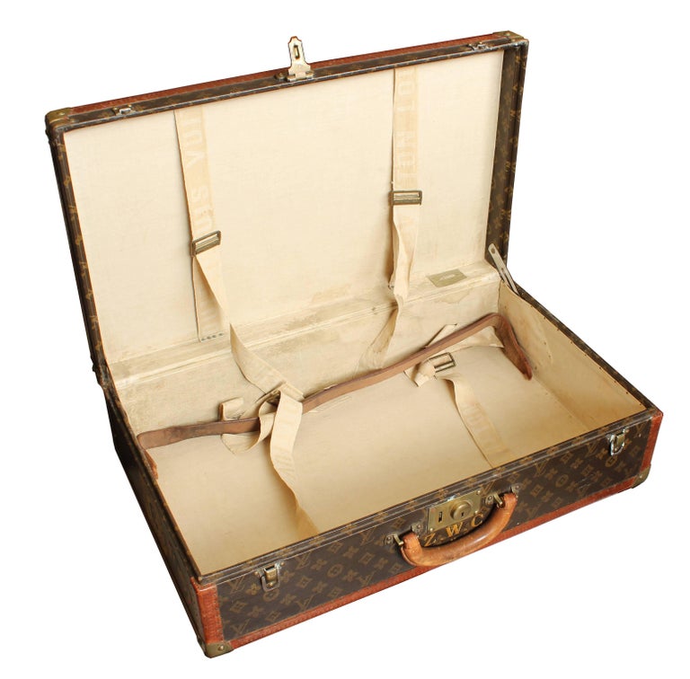 Set of Vintage Louis Vuitton Suitcases, Leather and Brass, Unmatched For Sale at 1stdibs