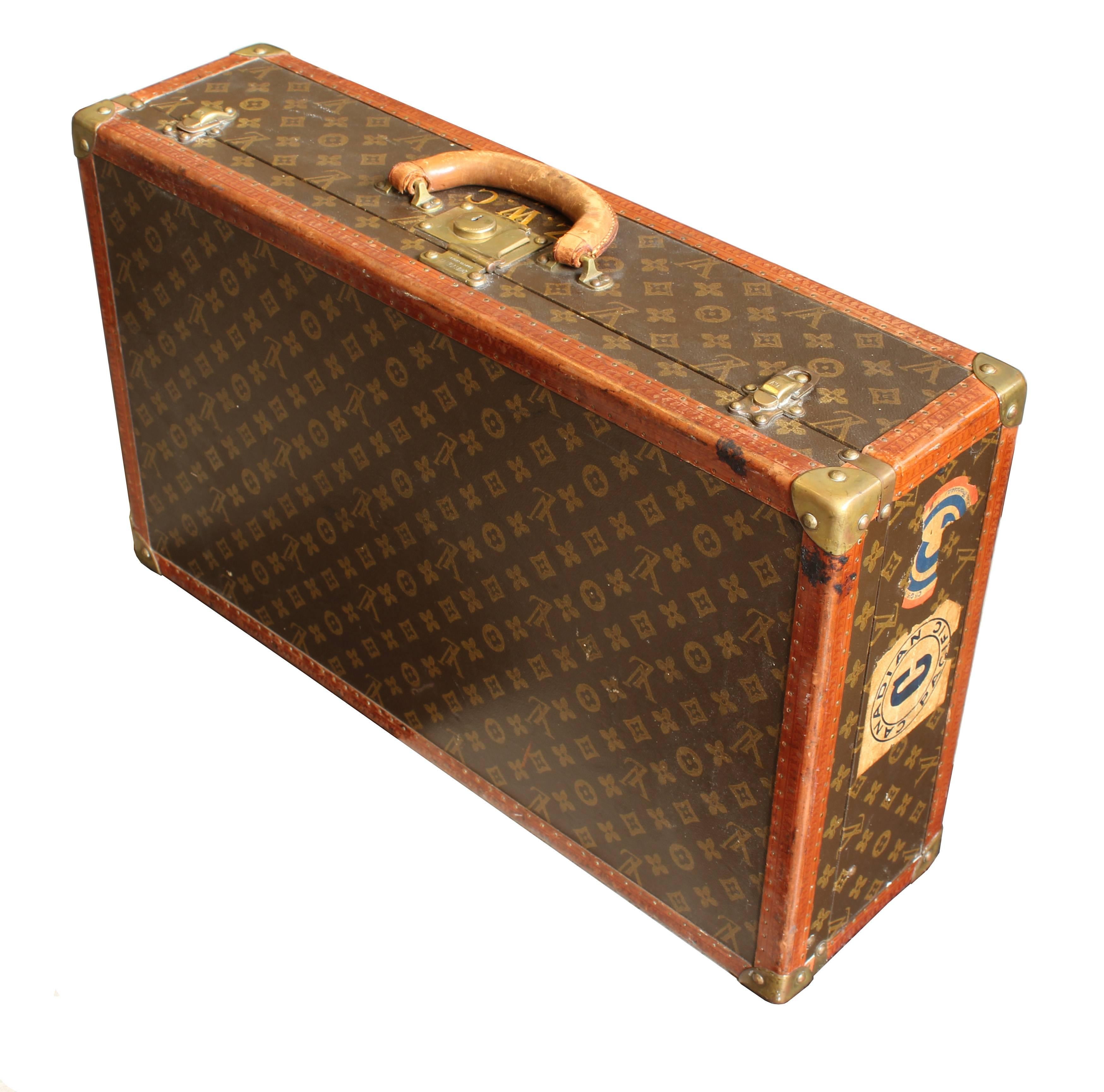 Vintage Louis Vuitton Suitcase, Leather and Brass
