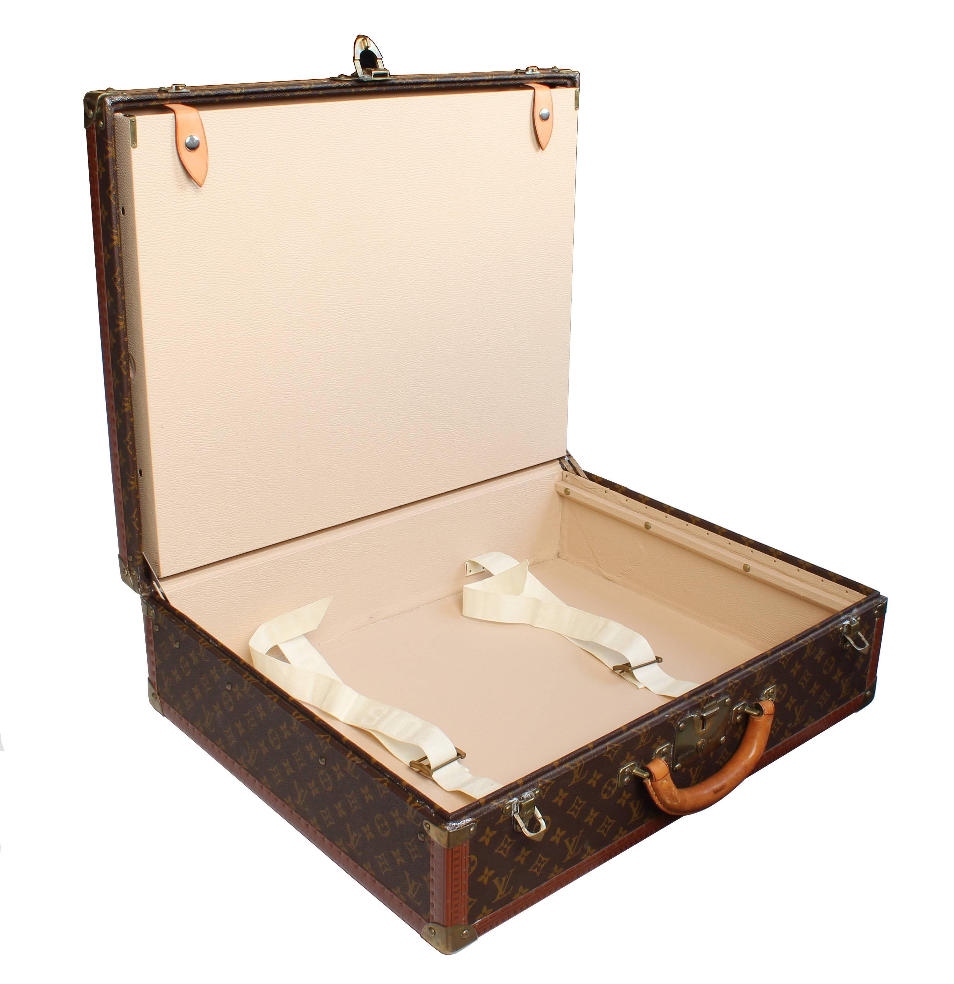 Regency Louis Vuitton Suitcase Leather and Brass For Sale