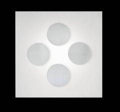 Square Mid-Century Modern Style Wall Art Sconce White Glass and Satin Aluminium