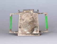 Art Deco Sheets Rockford Sugar and Creamer with Green Catalin Handles