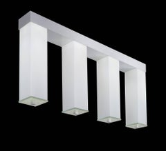 Flush Mount White Glass Pillar Light Brushed Aluminum in the Manner of Bauhaus