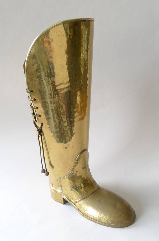 Vintage Lombard English Brass Boot Umbrella Stand at 1stDibs