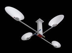 Mode White Glass 59" x 41 " Mid Century Modern Chandelier