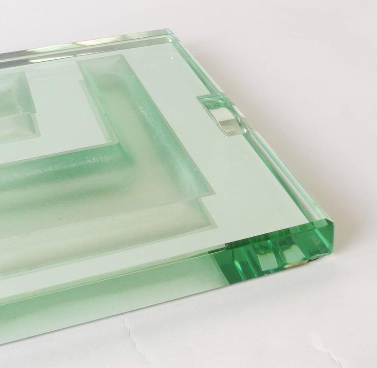 1930s Large French Art Deco Glass Mirror Tray For Sale at 1stDibs