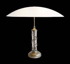 1940s Hollywood Regency Table Lamp with Oval Glass Shade
