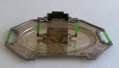 Sheets Rockford Silver Plate Tray and Vessel, with Green Catalin Handles
