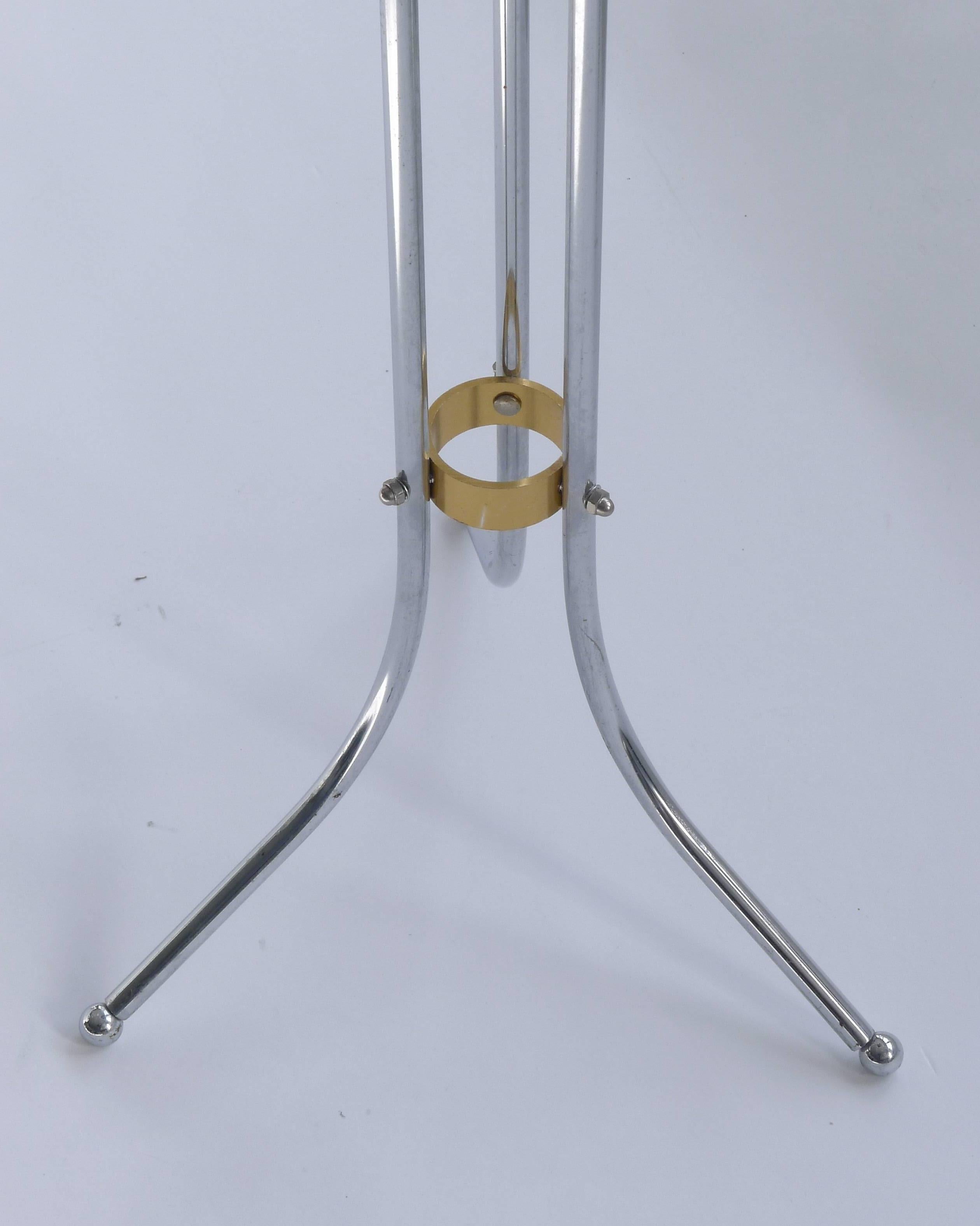 Mid-Century Modern Midcentury Ice Bucket on Stand in Satin Aluminum and Chrome For Sale