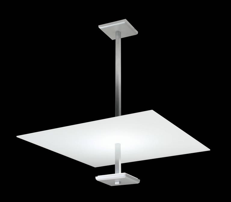 Mid Century Modern Style Square Flat Glass Pendant Light Satin Brushed Mid Century Modern Style Square Flat Glass Pendant Light Satin Aluminium For