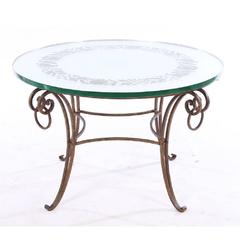 French Mirrored Coffee Table and Hollywood Regency Chandelier