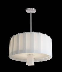 Art Deco Style Circular Chandelier with Overlapping White Glass Panels