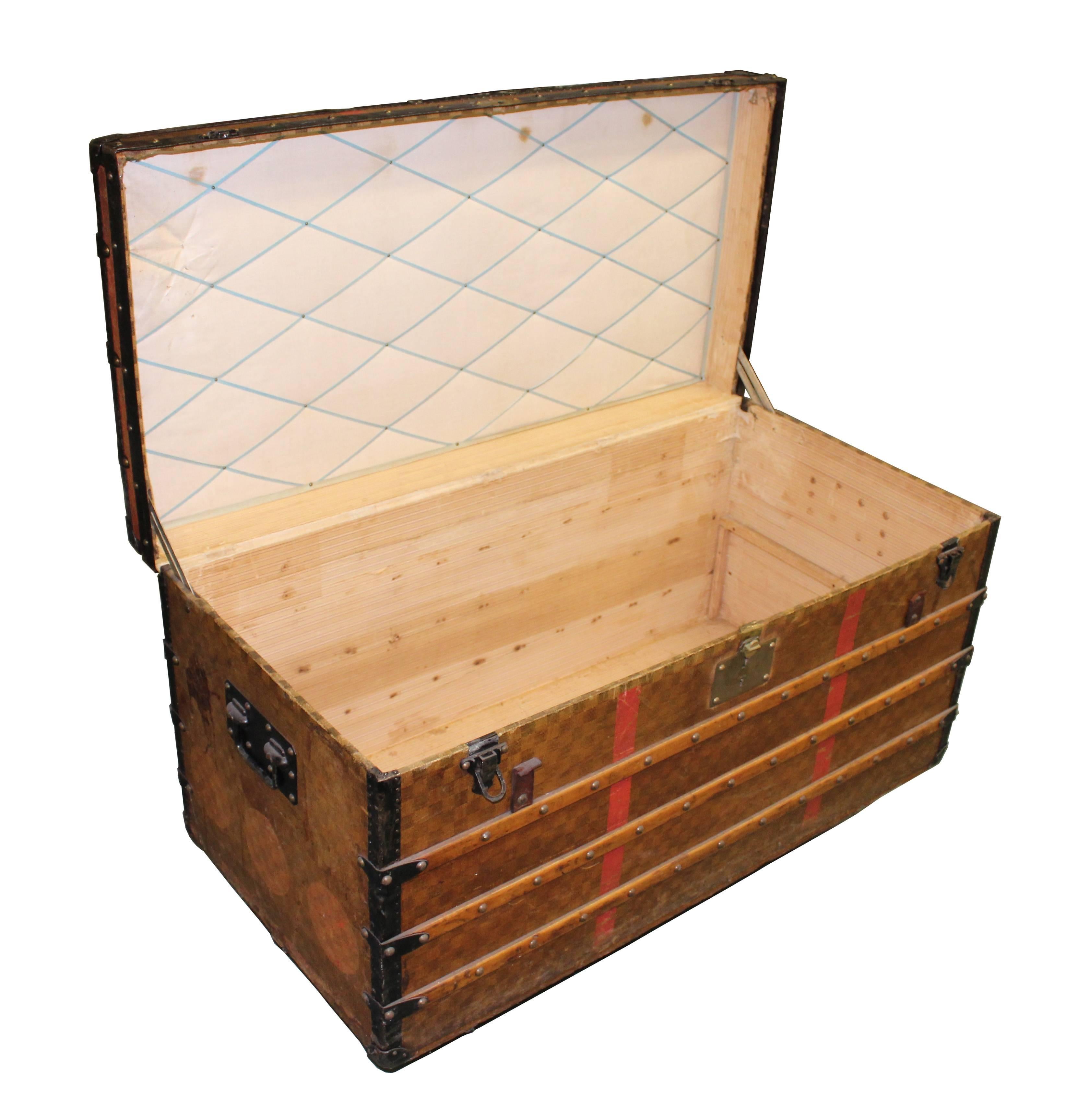 Trunk in the Manner of Louis Vuitton In Fair Condition For Sale In Newburgh, NY