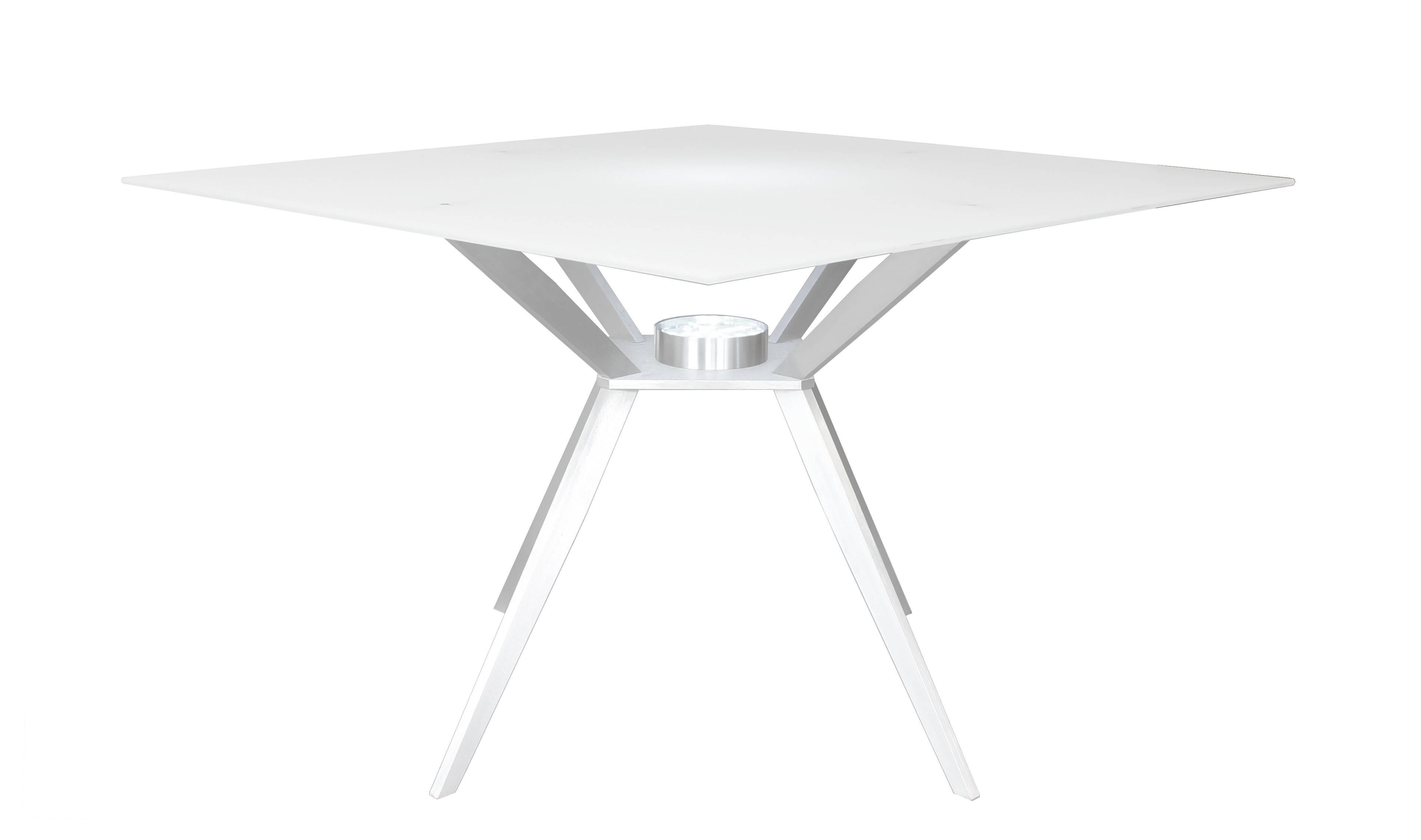 American Square Glass Satin Aluminium Table and Pendant Mid-Century Modern Inspired For Sale