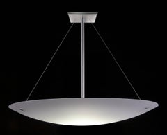 Minimalist Shallow Glass Dish Pendant Light in Satin Aluminum