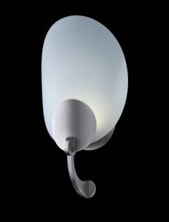 Clear Frosted Glass Curved Oval Wall Sconce in Manner of Streamline Moderne