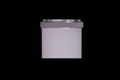 Long Tubular White Glass Wall Sconce with Knurled Aluminum Finials