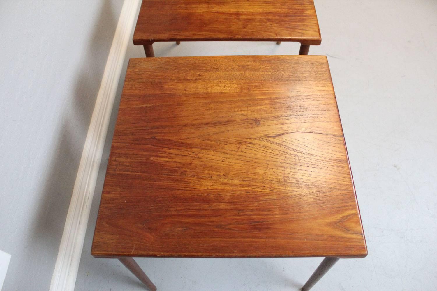 Mid-20th Century Peter Hvidt Teak Stacking End Tables Pair For Sale