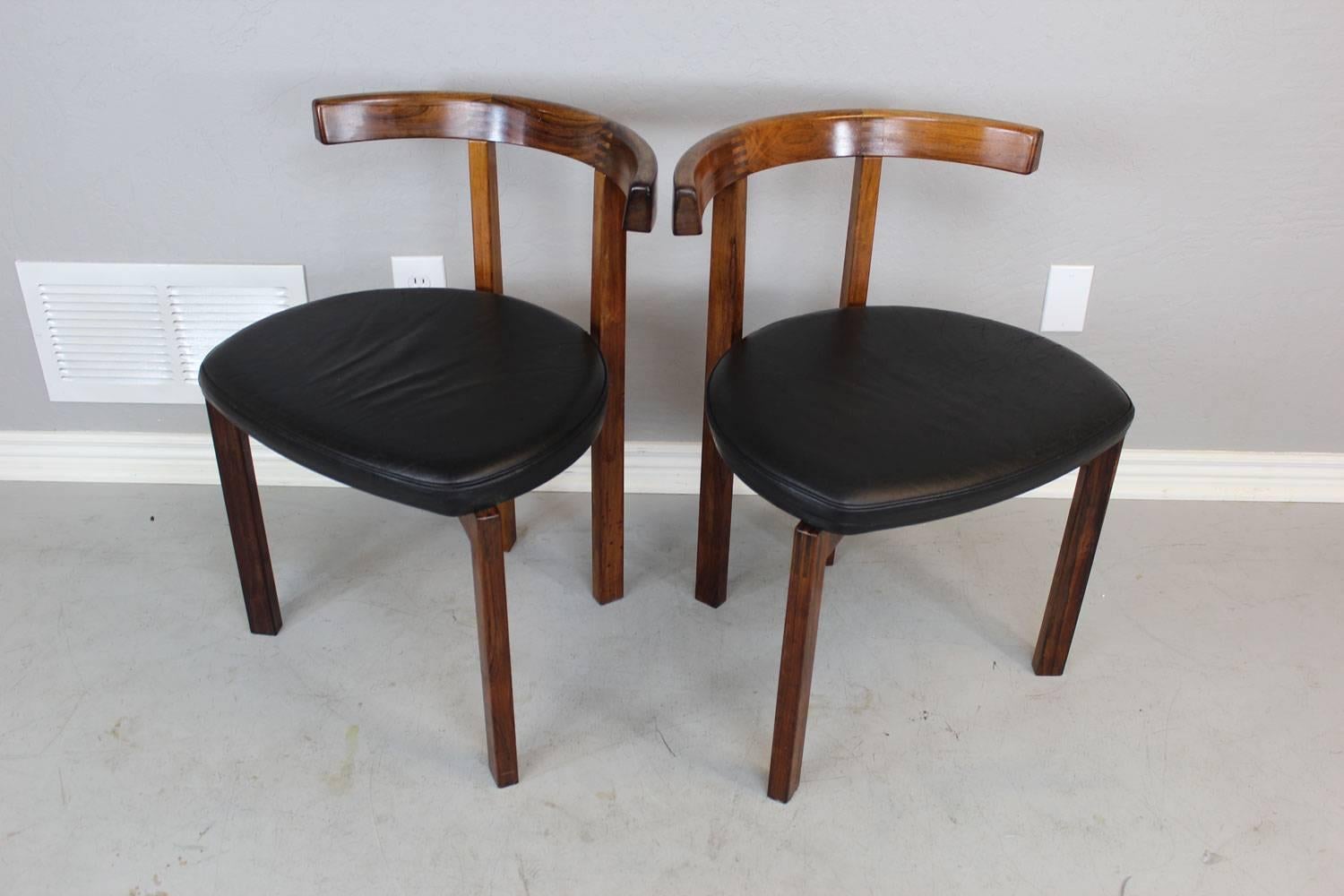 Scandinavian Modern Peter Hvidt Rosewood T-Chairs for France and Sons For Sale