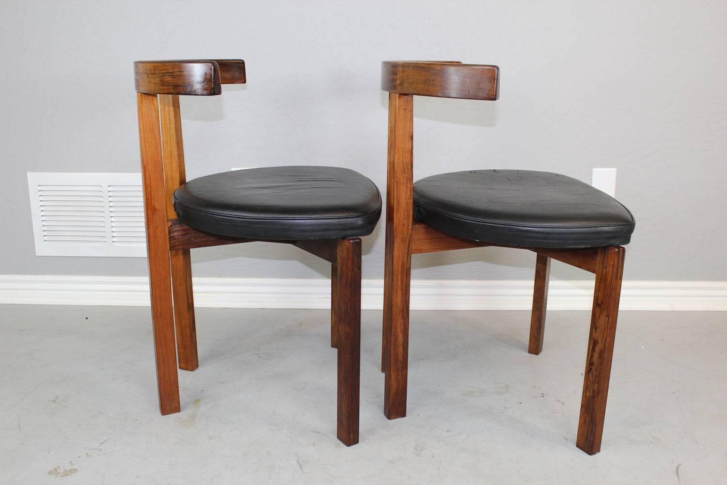 Danish Peter Hvidt Rosewood T-Chairs for France and Sons For Sale