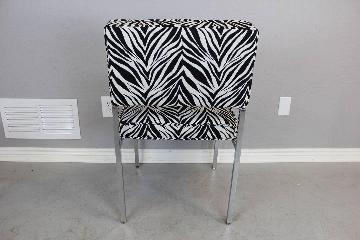 Milo Baughman Style Zebra Side Chairs, Pair For Sale at 1stdibs