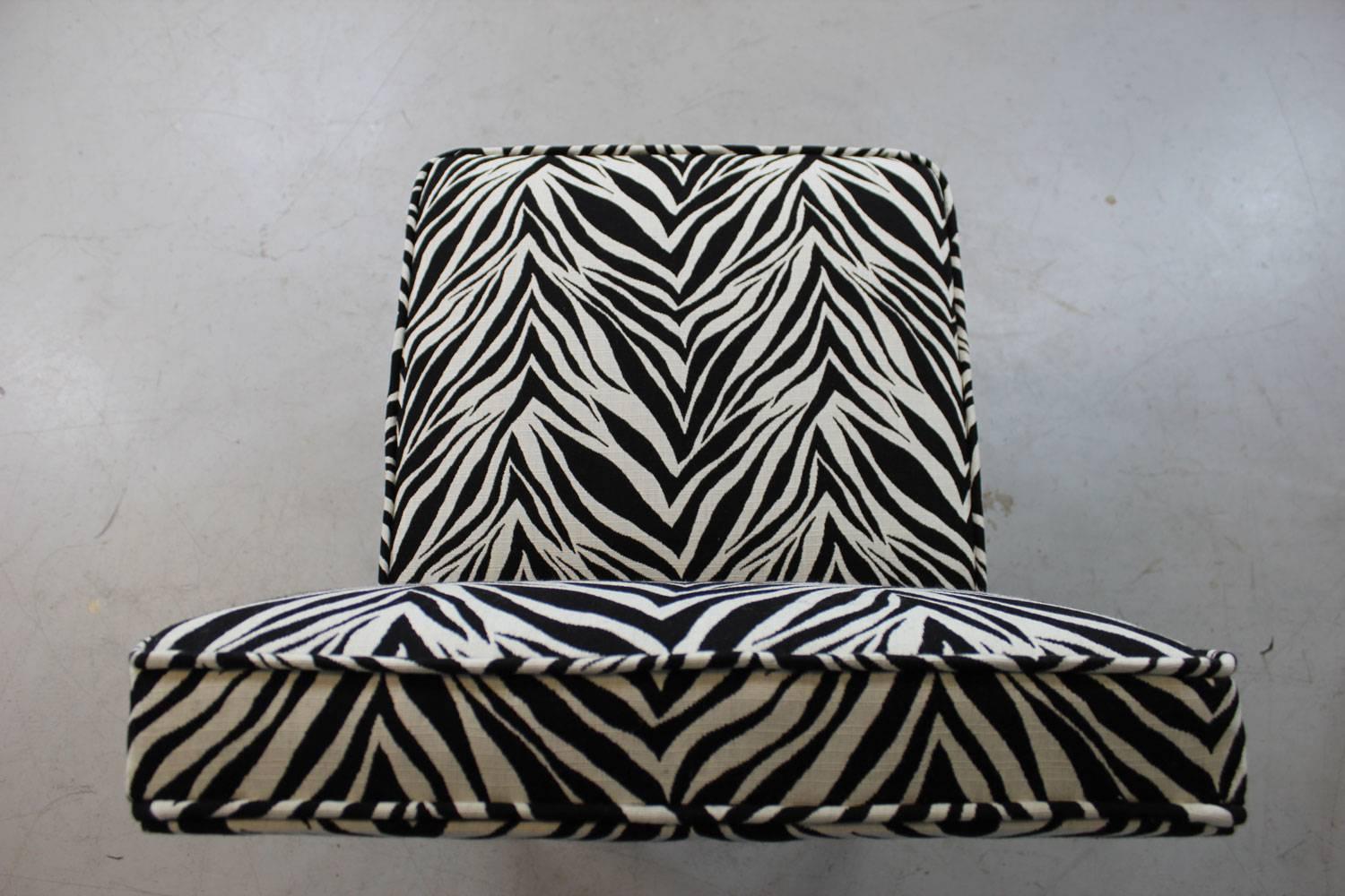 Mid-20th Century Milo Baughman Style Zebra Side Chairs, Pair For Sale