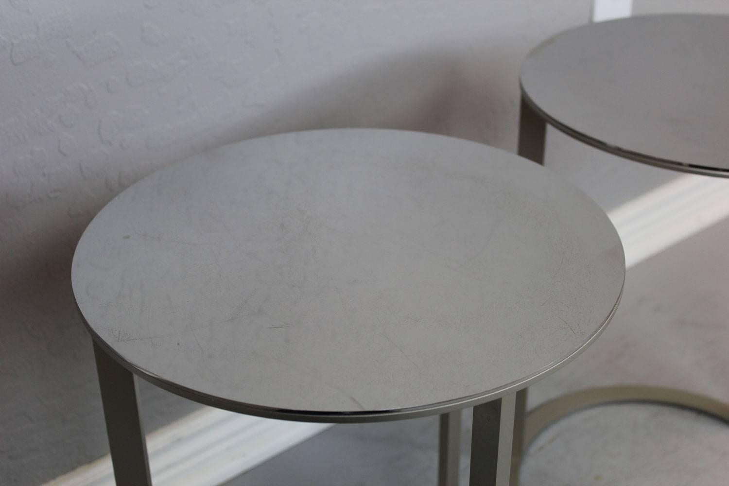 Modern Polished Stainless Steel Table Pair by Antonio Citterio