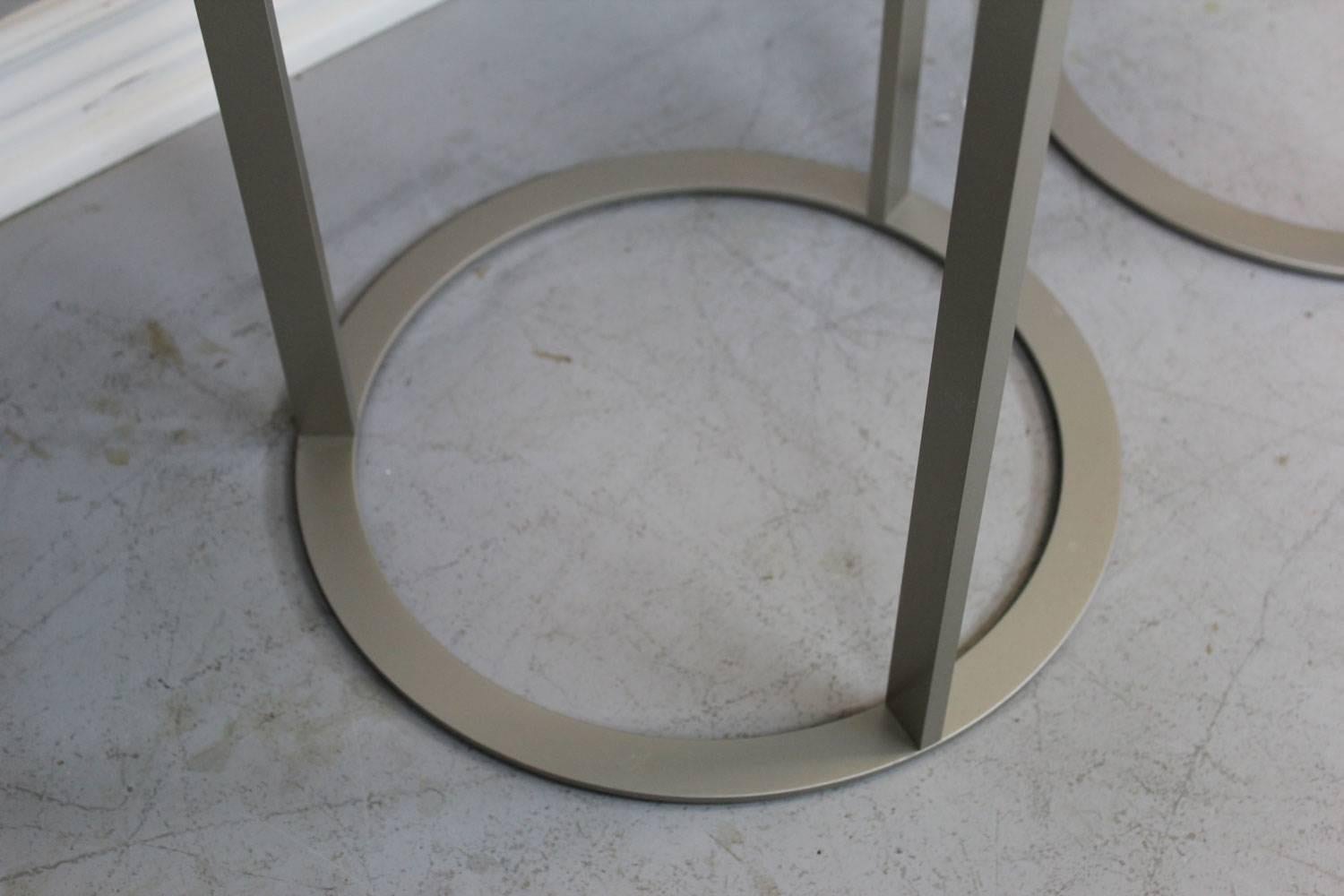 Italian Polished Stainless Steel Table Pair by Antonio Citterio